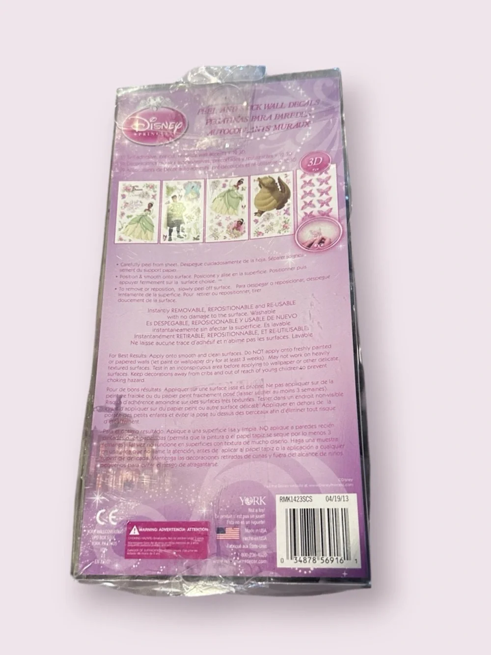 Disney Princess & The Frog Tiana 3D Wall Decor Removable Set Of 71 Decals